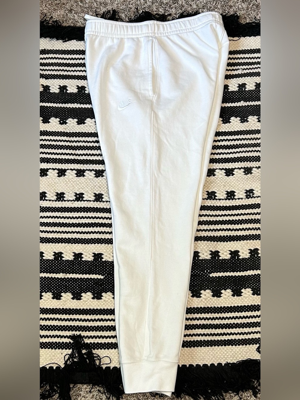 ✔️NIKE White Logo Fleece Joggers - Classic Sweatpants - Men’s Medium - Picture 4 of 8
